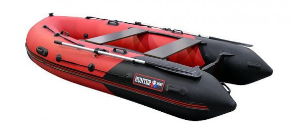 Надувная лодка ПВХ, Хантер 330 Про НДНД, красный/черный