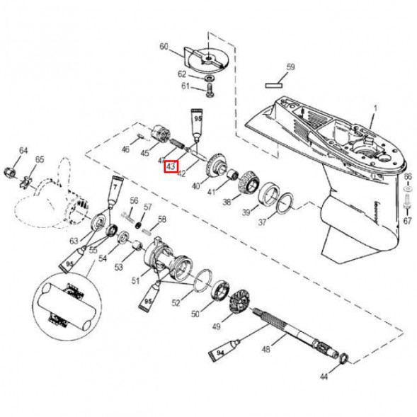 Фиксатор SLIDE MARINER - 40/50/60 (4 CYLINDER) CARB 4-STROKE; 50/60 HP (3 CYLINDER) (Quicksilver)