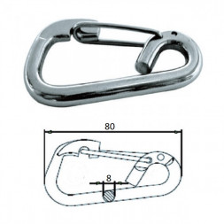 Карабин 80мм, нерж.сталь