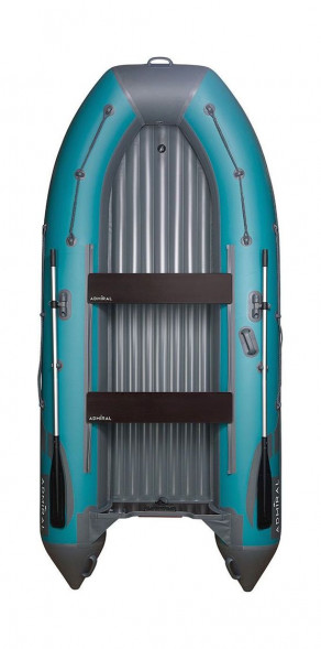 Надувная лодка ПВХ, Адмирал 375 S НДНД,  роульс, рым, накладки, голубой/серый