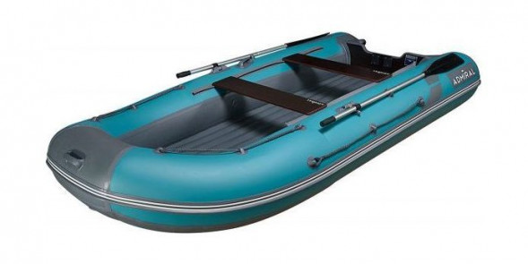 Надувная лодка ПВХ, Адмирал 375 S НДНД,  роульс, рым, накладки, голубой/серый