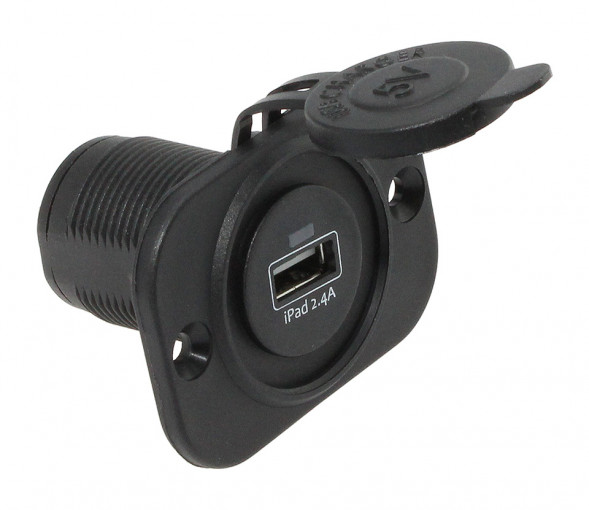 Гнездо зарядное USB, черное