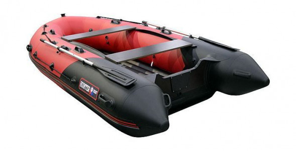 Надувная лодка ПВХ, Хантер 350 Про НДНД, красный/черный