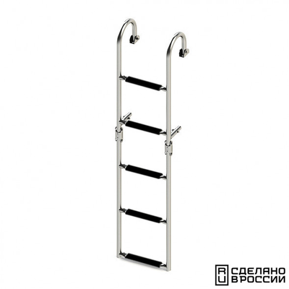 Трап складной с горизонтальным креплением, 5 черных ступени (ширина 270 мм.)