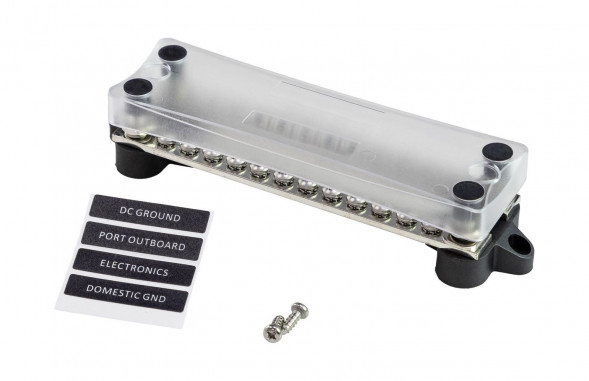 Колодка распределительная электромонтажная с защитной крышкой, 2 планки по 12 контактов