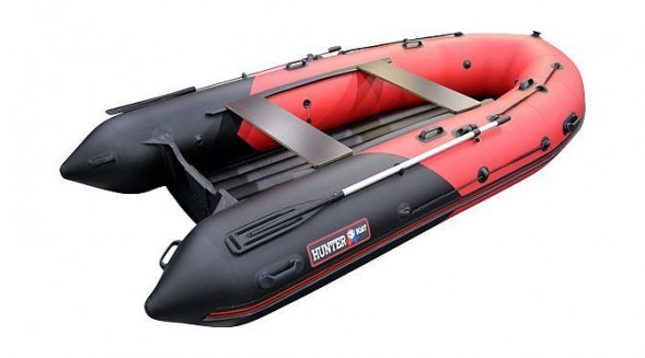 Надувная лодка ПВХ, Хантер 380 Про НДНД, красный/черный