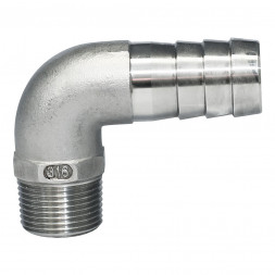 Патрубок угловой под шланг с внутренним диаметром 15 мм &quot;Мореман&quot;, наружная резьба 3/8 дюйма