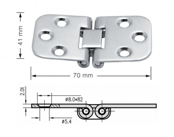 Петля 70х41 мм, нержавеющая, Marine Rocket