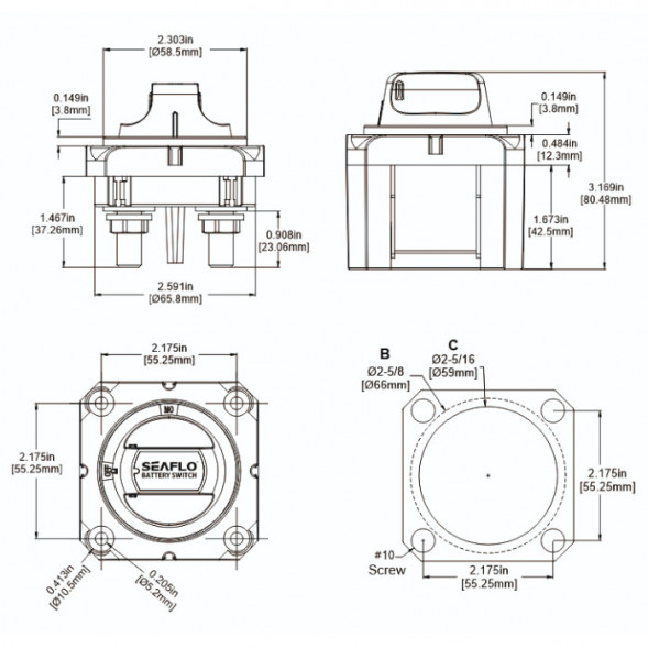 Выключатель батареи SEAFLO (до 48В)