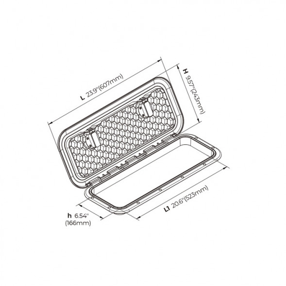 Крышка рундука SEAFLO 243x607 мм с замком, черный пластик