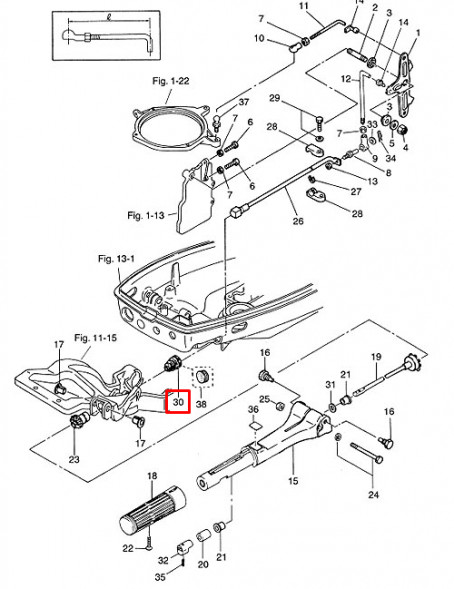 Уплотнение резиновое (3M2-66226-0) M9,9/M15, MFS25A-30, M40C, M90A, MFS30B, M18, M30A3, M30A4 (Tohatsu)