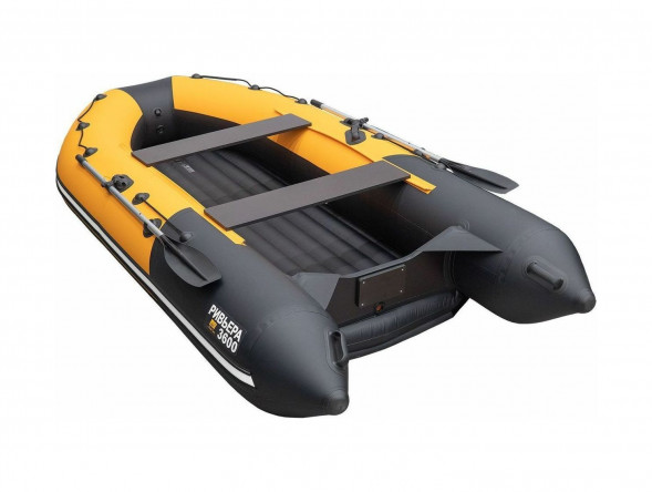 Надувная лодка ПВХ, Ривьера Компакт 3600 НДНД Комби, оранжевый/черный