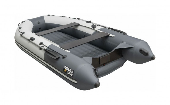 Надувная лодка ПВХ, Ривьера Компакт 3800 НДНД Комби, светло-серый/графит