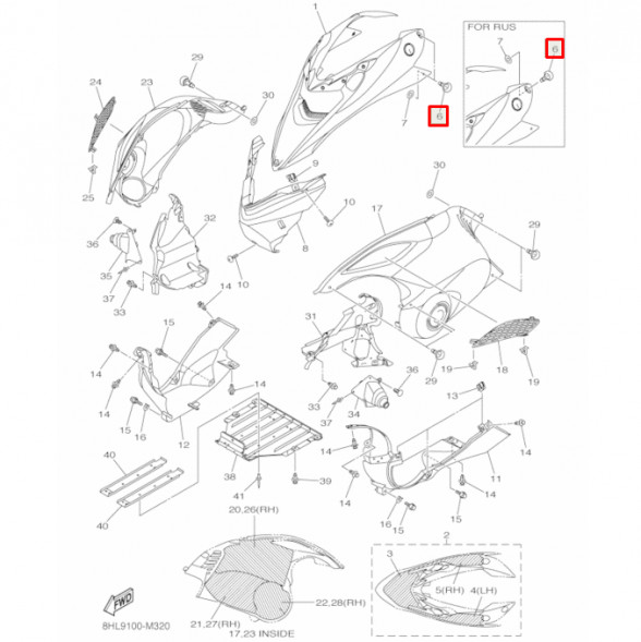 Крепление Капота снегоход Yamaha RS10 PZ50 FX10  (Venture Nytro Phazer Apex) (Yamaha)