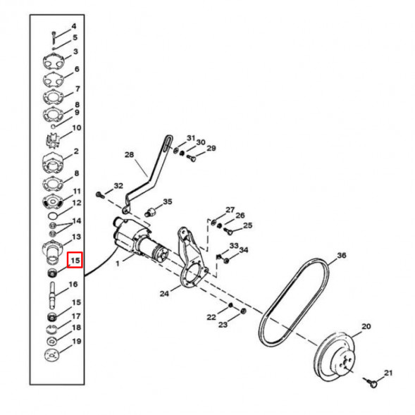 Подшипник шариковый насоса забортной воды MERCRUISER ALPHA/BRAVO (Quicksilver)