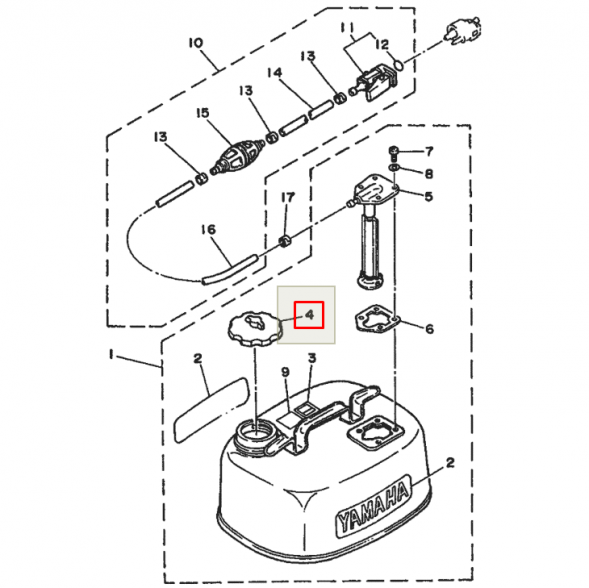 Крышка металлического топливного бака 12 литров Yamaha