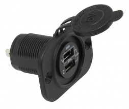 Гнездо зарядное 2хUSB, черное