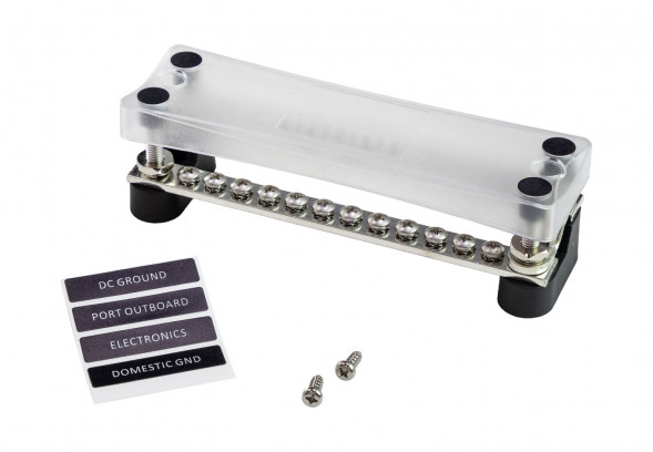 Колодка распределительная электромонтажная с защитной крышкой, 2 планки по 12 контактов