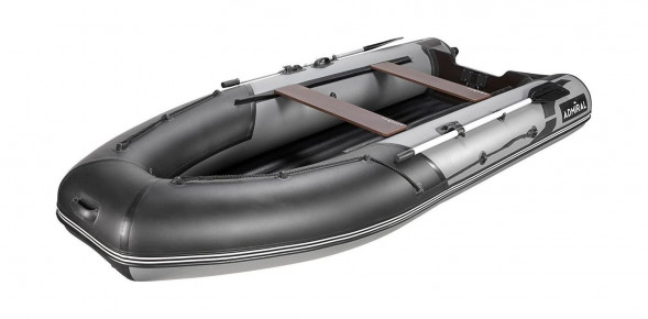 Надувная лодка ПВХ, Адмирал 375 S НДНД,  роульс, рым, накладки, серый/черный