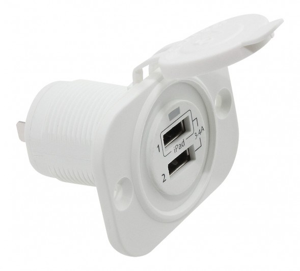 Гнездо зарядное 2хUSB, белое