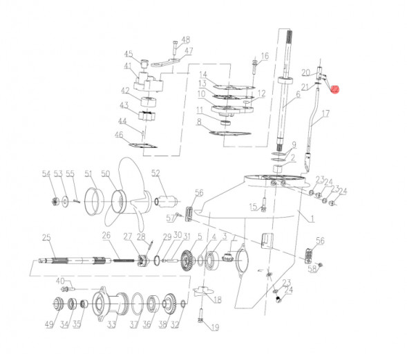 Фиксатор пружинный (штифт) тяги реверса и румпеля Tohatsu 8-40 (PREMARINE2)