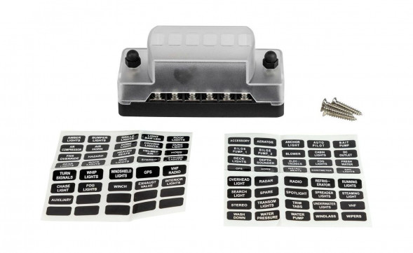 Блок на 6 предохранителей с общими шинами (+/-), Marine Rocket