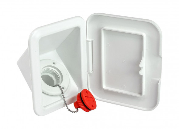 Горловина заливная для бензина в боксе под шланг 38 мм с крышкой, пластик