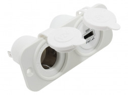 Гнездо зарядное USB + прикуриватель, белое