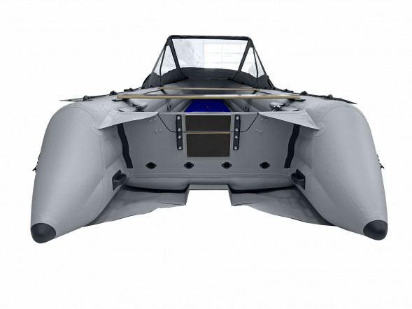 Надувная лодка ПВХ, Шерпа 430 JET, разъемный транец, тент,  серый