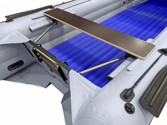 Надувная лодка ПВХ, Шерпа 430 JET, разъемный транец, тент,  серый