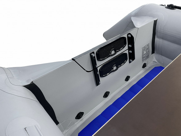 Надувная лодка ПВХ, Шерпа 430 JET, разъемный транец, тент,  серый