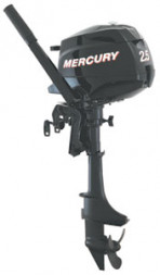 Лодочный мотор «Mercury F2.5M» с дейдвудом 381 мм., с ручным запуском и румпельным управлением.