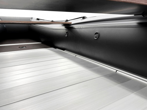 Надувная лодка ПВХ, RiverBoats RB 370, AL, черно-серый