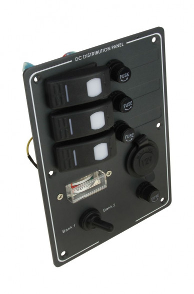 Панель бортового питания 3 переключателя, предохранители, разьём прикуривателя, заряд батарей (упаковка из 10 шт.)