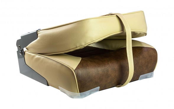 Кресло складное мягкое, обивка винил, цвет песочный/коричневый, Marine Rocket