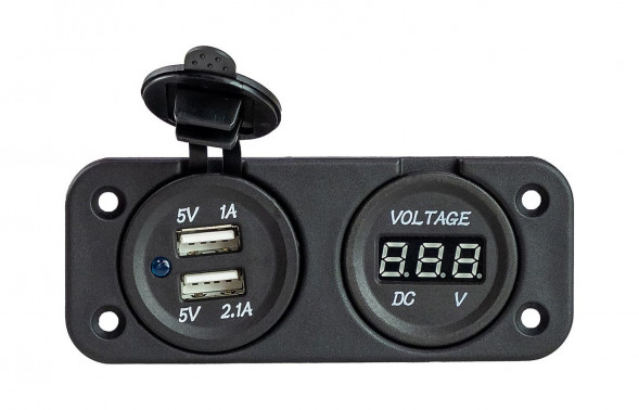 Разъем USB 5в 3.1А и цифровой вольтметр (упаковка из 10 шт.)