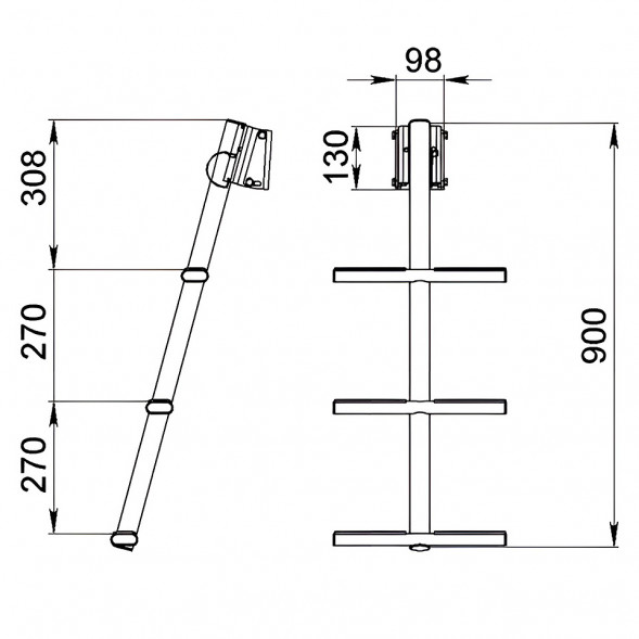 Трап дайверский быстросъемный, 3 белых ступени (ширина 350мм.)