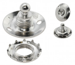 Ответная часть для кнопки, крепление на ткани, никелированная латунь