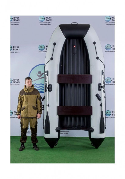 Надувная лодка ПВХ, RiverBoats RB 330 НДНД, серо-белый