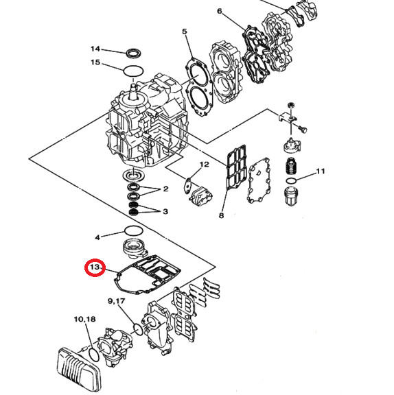Прокладка под блок Yamaha 40X (Sinera)