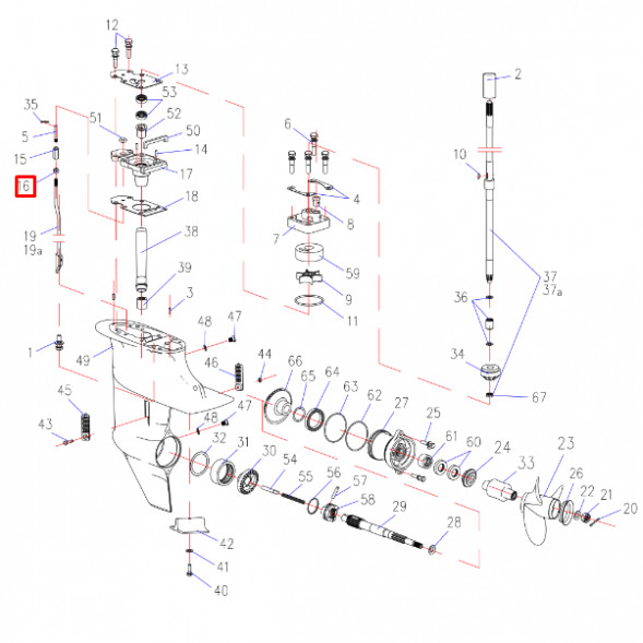 Гайка фиксации тяги скорости Yamaha 9,9-15 M6 GB6170 (YUELANG)