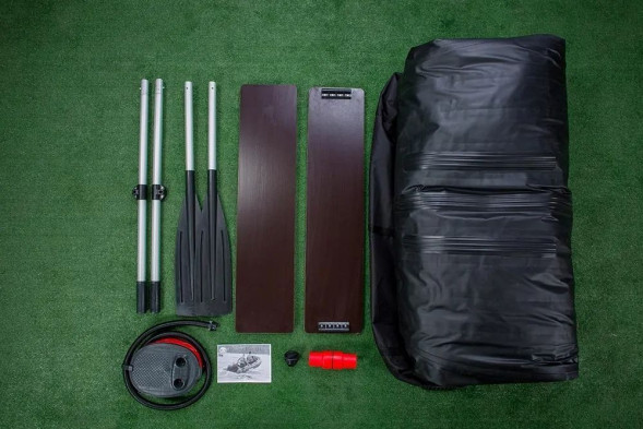 Надувная лодка ПВХ, RiverBoats RB 330 НДНД, серо-оранжевый