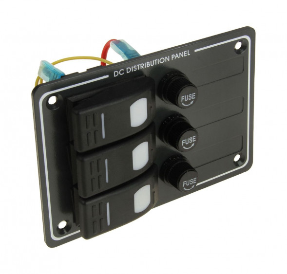 Панель бортового питания 3 переключателя, предохранители