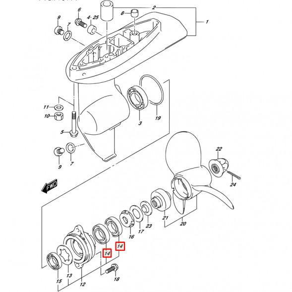 Сальник гребного вала Suzuki DF4-DF6A (09282-12L05) (12x24x4.5) (Suzuki)