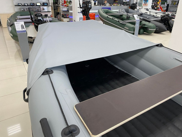 Надувная лодка ПВХ, Шерпа 430 JET, разъемный транец, фартук носовой,  серый