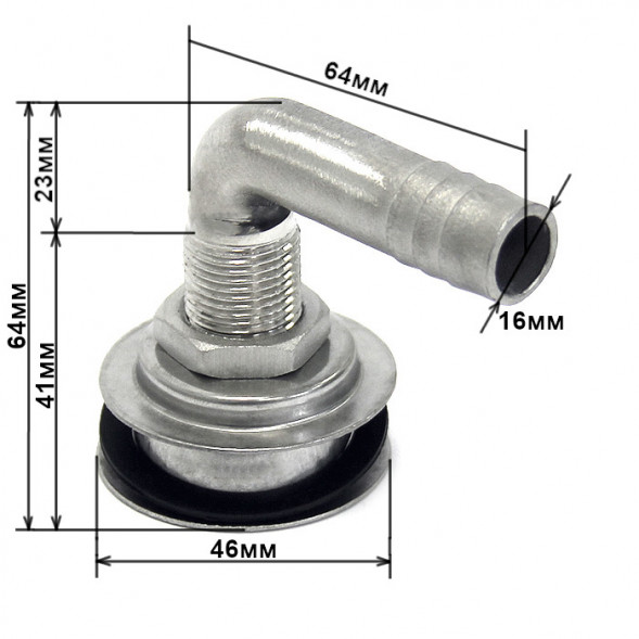 Горловина вентиляционная 16 мм, 90 градусов