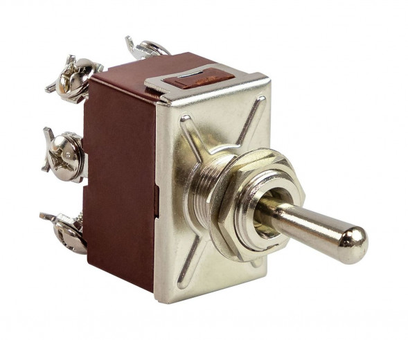 Тумблер трехпозиционный (ON)-OFF-(ON) 12 В/15А 6P