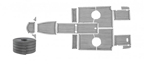 Комплект палубного покрытия для Феникс 510BR, тик темно-серый, с обкладкой, Marine Rocket