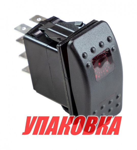 Переключатель трехпозиционный ON-ON-ON 12 В/20А 8Р с подсветкой 2-х положений (упаковка из 10 шт.)