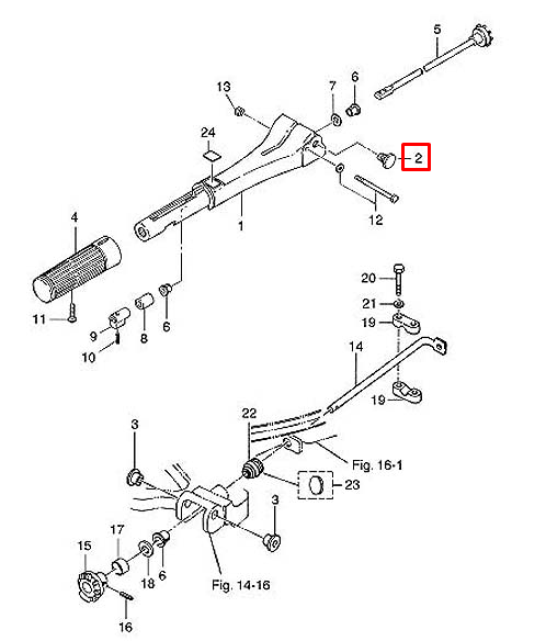 Болт крепления румпеля Tohatsu 9.9-30, M40C (PREMARINE2)